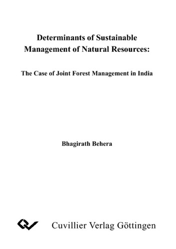 Determinants of Sustainable Management of Natural Resources: The Case of Joint Forest Management in India