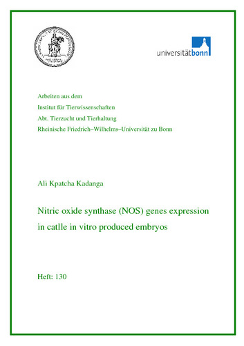 Nitric oxide synthase (NOS) genes expression in cattle in vitro produced embryos
