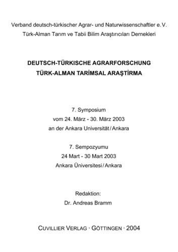 Deutsch-türkische Agrarforschung /  Türk-Alman Tarimsal Arastirma