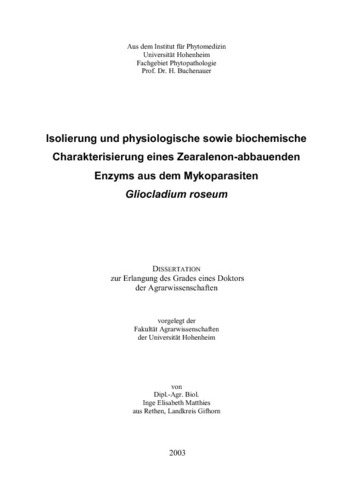 Isolierung und physiologische sowie biochemische Charakterisierung eines Zearalenon-abbauenden Enzyms aus dem Mykoparasiten Gliocladium roseum