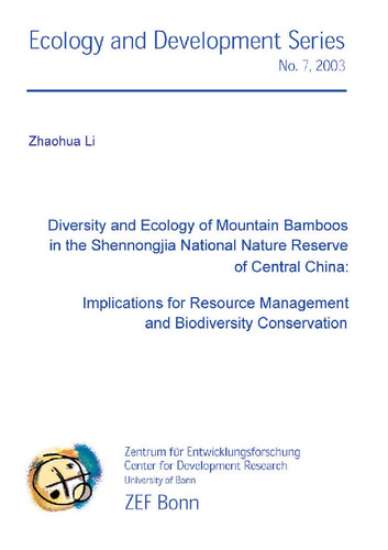 Diversity and Ecology of Mountain Bamboos in the Shennongjia National Reserve of Central chiana