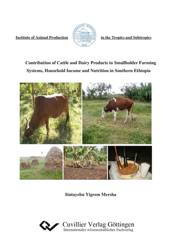 Contribution of Cattle and Dairy Products to Smallholder Farming Systems, Household Income and Nutrition in southern Ethiopia