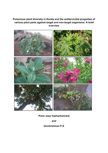 Poisonous plant diversity in Kerala and the antilarvicidal properties of various plant parts against target and non-target organisms